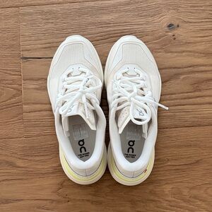 On Running White and Cream Tennis Shoes